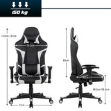 NNECW Racing Style Computer Chair with Massage Lumbar Support for Gaming White