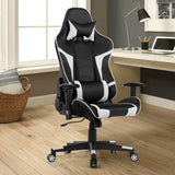 NNECW Racing Style Computer Chair with Massage Lumbar Support for Gaming White