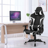 NNECW Racing Style Computer Chair with Massage Lumbar Support for Gaming White