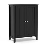 NNECW Bathroom Floor Storage Cabinet with Double Door &amp Adjustable Shelf-Black