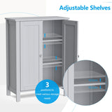 NNECW Bathroom Floor Storage Cabinet with Double Door &amp Adjustable Shelf-Grey