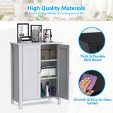 NNECW Bathroom Floor Storage Cabinet with Double Door &amp Adjustable Shelf-Grey