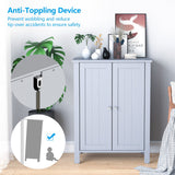 NNECW Bathroom Floor Storage Cabinet with Double Door &amp Adjustable Shelf-Grey