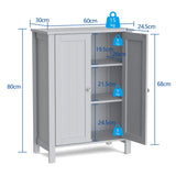 NNECW Bathroom Floor Storage Cabinet with Double Door &amp Adjustable Shelf-Grey