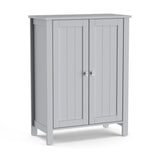 NNECW Bathroom Floor Storage Cabinet with Double Door &amp Adjustable Shelf-Grey