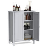 NNECW Bathroom Floor Storage Cabinet with Double Door &amp Adjustable Shelf-Grey