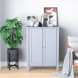 NNECW Bathroom Floor Storage Cabinet with Double Door &amp Adjustable Shelf-Grey