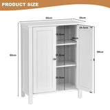 NNECW Bathroom Floor Storage Cabinet with Double Door &amp Adjustable Shelf-White