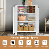 NNECW Bathroom Floor Storage Cabinet with Double Door &amp Adjustable Shelf-White