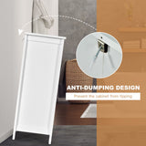NNECW Bathroom Floor Storage Cabinet with Double Door &amp Adjustable Shelf-White