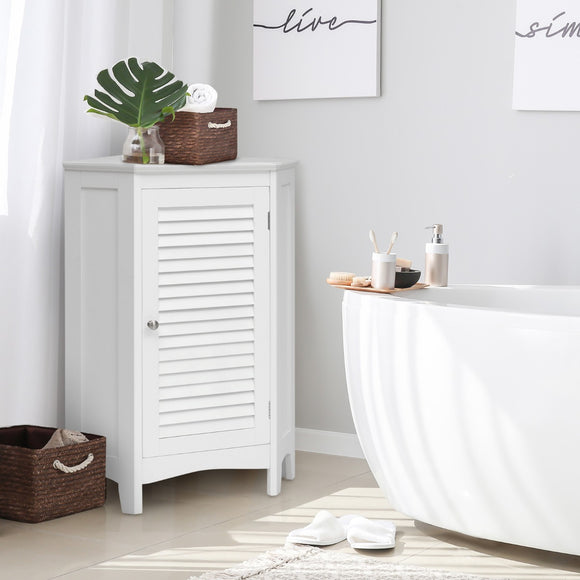 NNECW Free-Standing Corner Shutter Door Cabinet with Single Doors & 2 Shelves
