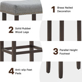 NNECW 74cm Set of 2 Saddle Barstools with Backless Nailhead Fabric Seat-Grey