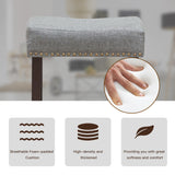 NNECW 74cm Set of 2 Saddle Barstools with Backless Nailhead Fabric Seat-Grey