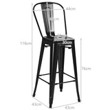 NNECW Set of 4 76 cm Metal  Restaurant Chairs with Rubber Feet