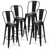NNECW Set of 4 76 cm Metal  Restaurant Chairs with Rubber Feet