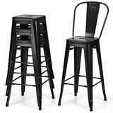 NNECW Set of 4 76 cm Metal  Restaurant Chairs with Rubber Feet