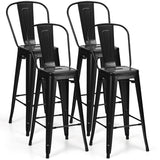NNECW Set of 4 76 cm Metal  Restaurant Chairs with Rubber Feet