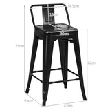 NNECW Set of 4 62 cm Metal Chairs with Removable Back