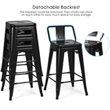 NNECW Set of 4 62 cm Metal Chairs with Removable Back