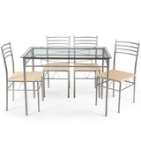 NNECW 5 Piece Table Set with Tempered Glass Desktop for Dining Room