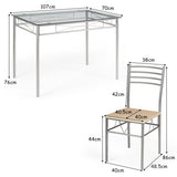NNECW 5 Piece Table Set with Tempered Glass Desktop for Dining Room