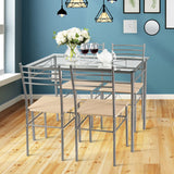 NNECW 5 Piece Table Set with Tempered Glass Desktop for Dining Room