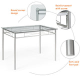 NNECW 5 Piece Table Set with Tempered Glass Desktop for Dining Room