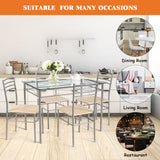 NNECW 5 Piece Table Set with Tempered Glass Desktop for Dining Room