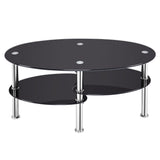 NNECW Tempered Glass Coffee Table with Open Storage Shelf for Living Room