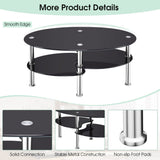 NNECW Tempered Glass Coffee Table with Open Storage Shelf for Living Room