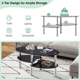 NNECW Tempered Glass Coffee Table with Open Storage Shelf for Living Room