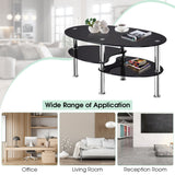 NNECW Tempered Glass Coffee Table with Open Storage Shelf for Living Room