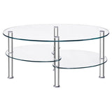 NNECW Tempered Glass Coffee Table with Open Storage Shelf-Clear