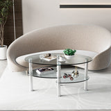 NNECW Tempered Glass Coffee Table with Open Storage Shelf-Clear