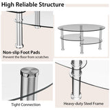 NNECW Tempered Glass Coffee Table with Open Storage Shelf-Clear