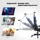 NNECW High-Back Racing Chair with Massage Lumbar Support for Office Blue