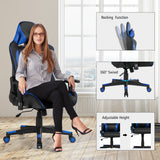NNECW High-Back Racing Chair with Massage Lumbar Support for Office Blue