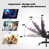 NNECW High-Back Racing Chair with Massage Lumbar Support for Office Pink