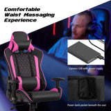 NNECW High-Back Racing Chair with Massage Lumbar Support for Office Pink