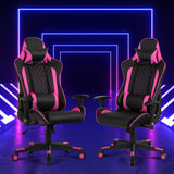 NNECW High-Back Racing Chair with Massage Lumbar Support for Office Pink