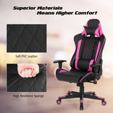 NNECW High-Back Racing Chair with Massage Lumbar Support for Office Pink