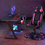 NNECW High-Back Racing Chair with Massage Lumbar Support for Office Pink