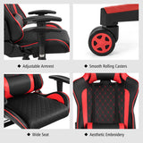 NNECW High-Back Racing Chair with Massage Lumbar Support for Office Red