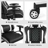 NNECW High-Back Racing Chair with Massage Lumbar Support for Office White