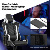 NNECW High-Back Racing Chair with Massage Lumbar Support for Office White
