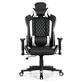 NNECW High-Back Racing Chair with Massage Lumbar Support for Office White