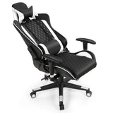 NNECW High-Back Racing Chair with Massage Lumbar Support for Office White