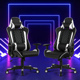 NNECW High-Back Racing Chair with Massage Lumbar Support for Office White