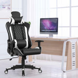 NNECW High-Back Racing Chair with Massage Lumbar Support for Office White