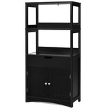 NNECW Multipurpose Storage Cabinet with Drawer for Bathroom-Black